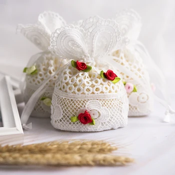 

30Pcs New Wedding candy box Drawstring gift bags with handles chocolate favor box goodie bags packaging baby shower favor boxes