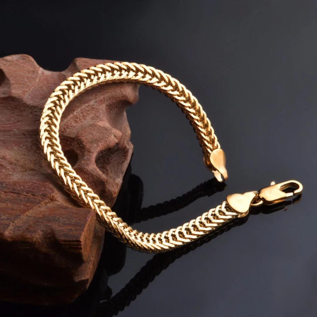 Womens Men 18K Yellow Gold Plating Bracelet Bangle Fashion Luxury Jewelry