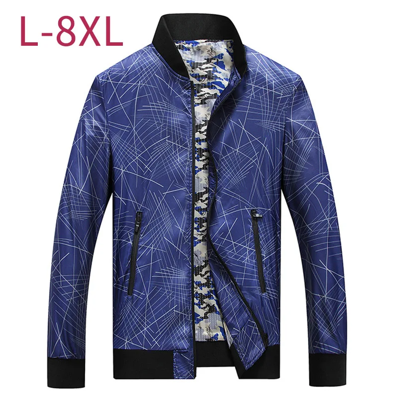 

Big Size Men Casual Baggy Thin Jacket Spring Autumn Male Blue Khaki Windbreaker Outerwear Bomber Varsity Coat 6XL 7XL 8XL CF265