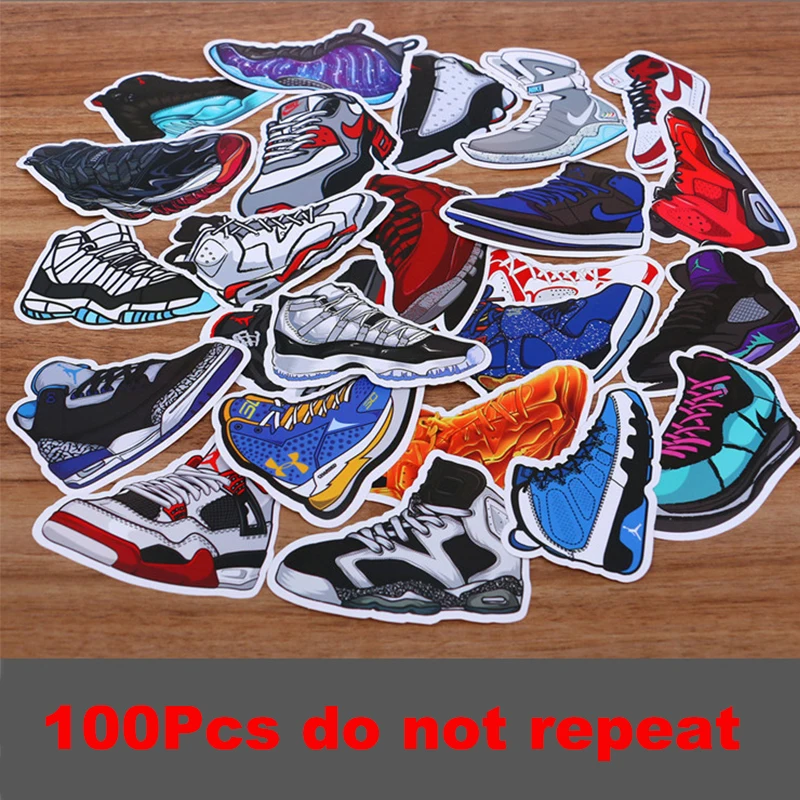 

100pcs/set Fashion Stickers SNEAKER Basketball AJ Waterproof Sticker For Suitcase Refrigerator Skateboard Laptop Sticker