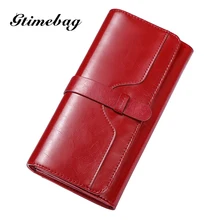 

GTIMEBAG Fashion Designer Geniuen Leather Women Hasp Long Ladies Clutch Wallets Female Purse Card Holder Phone Pocket-PXQBAG268