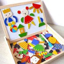 Многофункциональная деревянная семейная ферма животные город магнитные магические Кубики-пазлы мольберт Двухсторонняя доска для рисования детская игрушка для детей