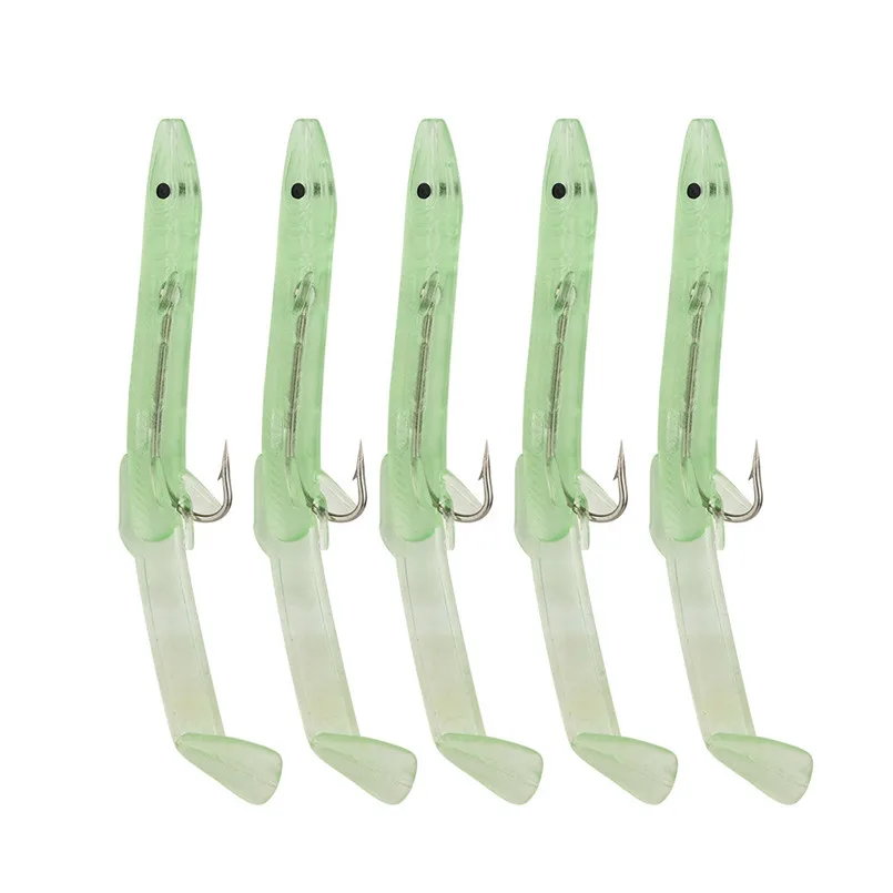 5pcs Luminous Fishing Lures Soft Baits Tiddler Bait With Fish Hook Crankbait Fishing Accessories pescaria isca #4S11 (4)