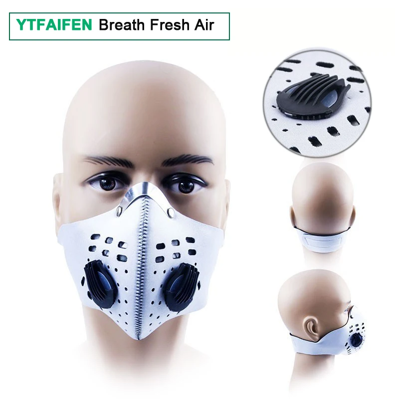 

YTFAIFEN Activated Carbon Dust Mask Breath Valves 6 layers Filter Mouse Muffle Anti Haze PM 2.5 N95 Respiration Cycling Tactical
