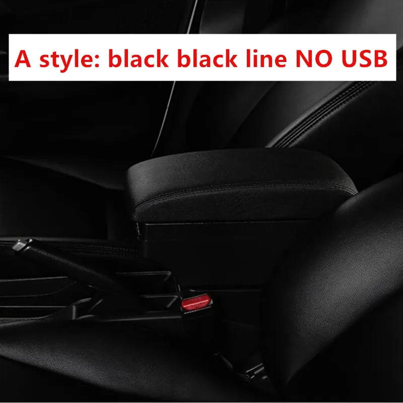 For Skoda Rapid Armrest Box Skoda Rapid 1 Universal Car Central Armrest Storage Box modification accessories - Color Name: A black black line