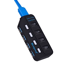 4-Порты и разъёмы USB Hub 3,0 High Скорость 5 Гбит концентратор USB 3,0 с коммутатором светодиодный многопортовый usb-адаптер для портативных ПК США/ЕС Мощность дополнительного адаптера