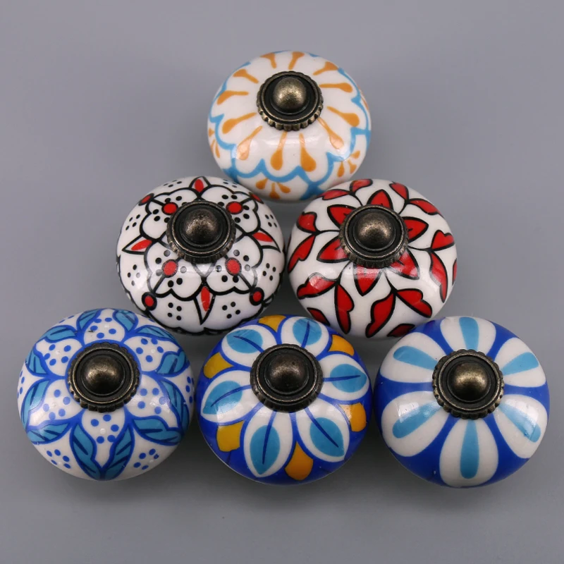 Pastel Country Set of 6 12 Pcs Cabinet Drawer Ceramic Knobs Pulls 6 Free