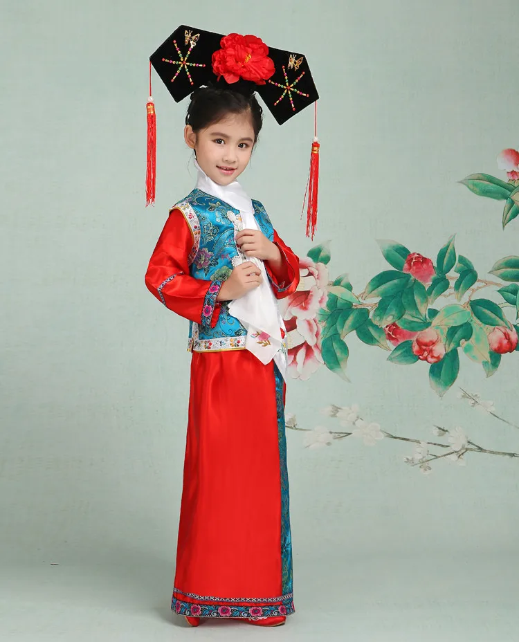 

New Chinese Ancient Princess Costume for Girl Children The Qing Dynasty Princess Clothes Kids Chinese Traditional Costume