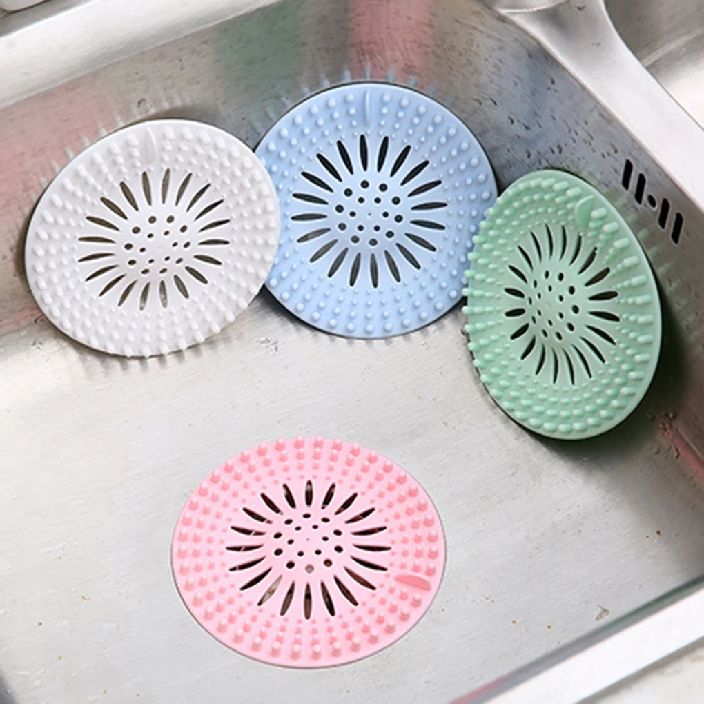 

Silicone Hair Sink Filter Round Strainer Kitchen Bathroom Shower Floor Drain Anti-Blocking Cover Net