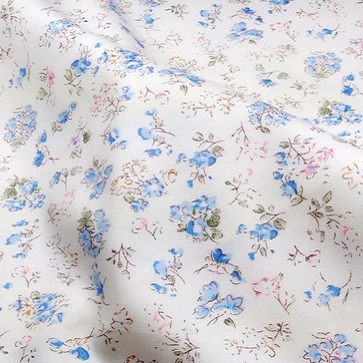 

Shabby Chic Beige Ground with Blue Flowers Printed Cotton Fabric, 100% Cotton Floral Bedding Cloth sold per Meter Yards 160cm