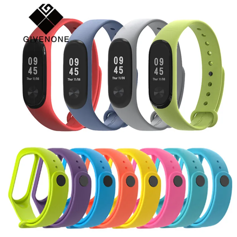 GIVENONE силиконовый ремешок для Xiaomi Mi группа 3 Smart Band Красочные смарт-браслет |