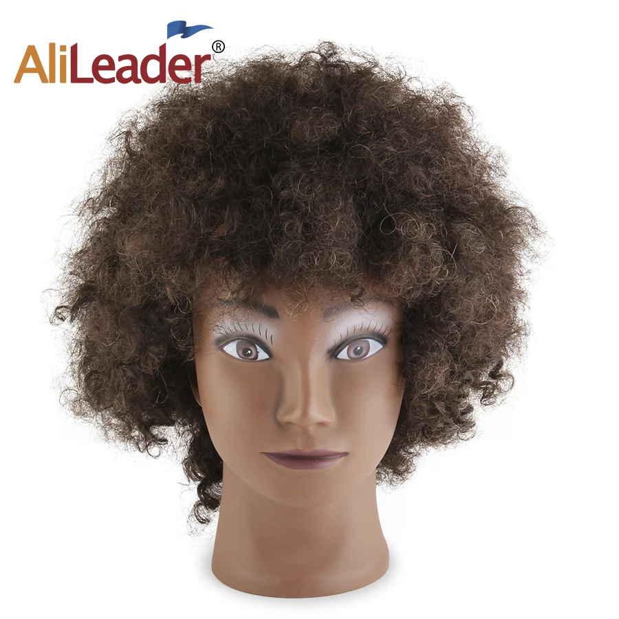 

Alileader Mannequin Head Hairdressing Head Professional Styling Head Human Hair Doll 8" Fluffy Afro Kinky Hair For Hairdresser