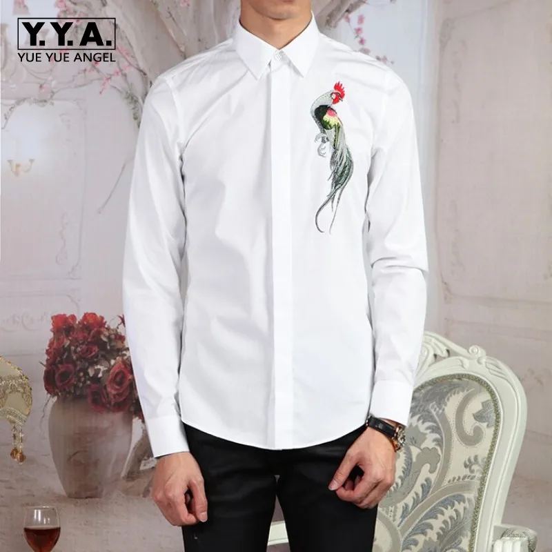 

New Men Formal Cotton Long Sleeve Business Work Shirts Embroidery Wedding Dress Shirt Big Size Slim Fit Office Male Tops Camisa