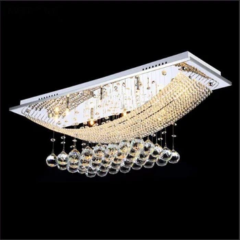 

LED Stainless steel novelty k9 Crystal chandelier ceiling lustres de cristal ceiling light luminas para sala