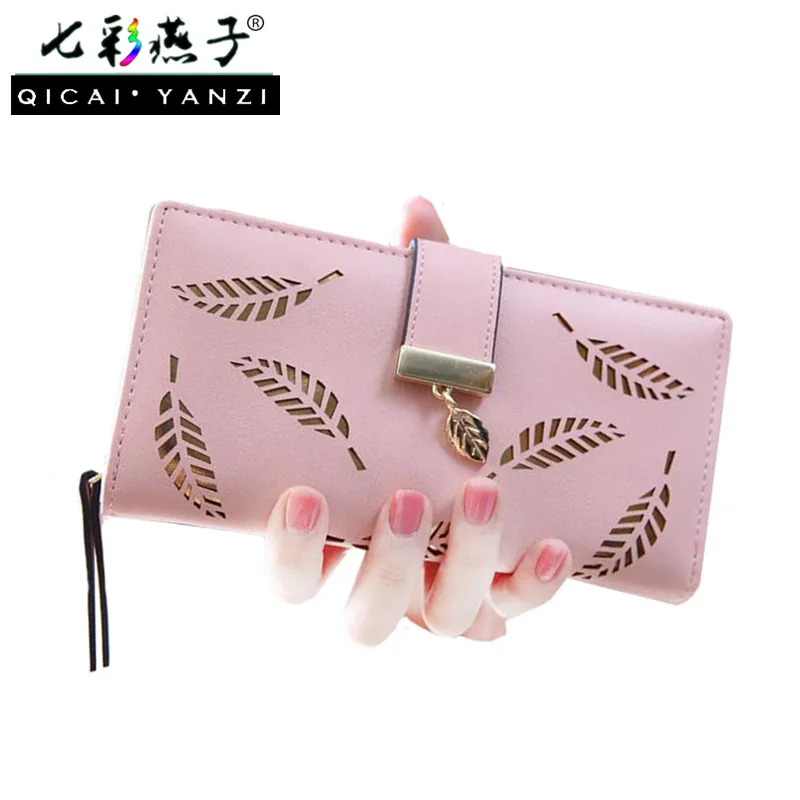 2017 Винтаж полые листья Для женщин Женские Кошельки модные сумки кошелек HASP