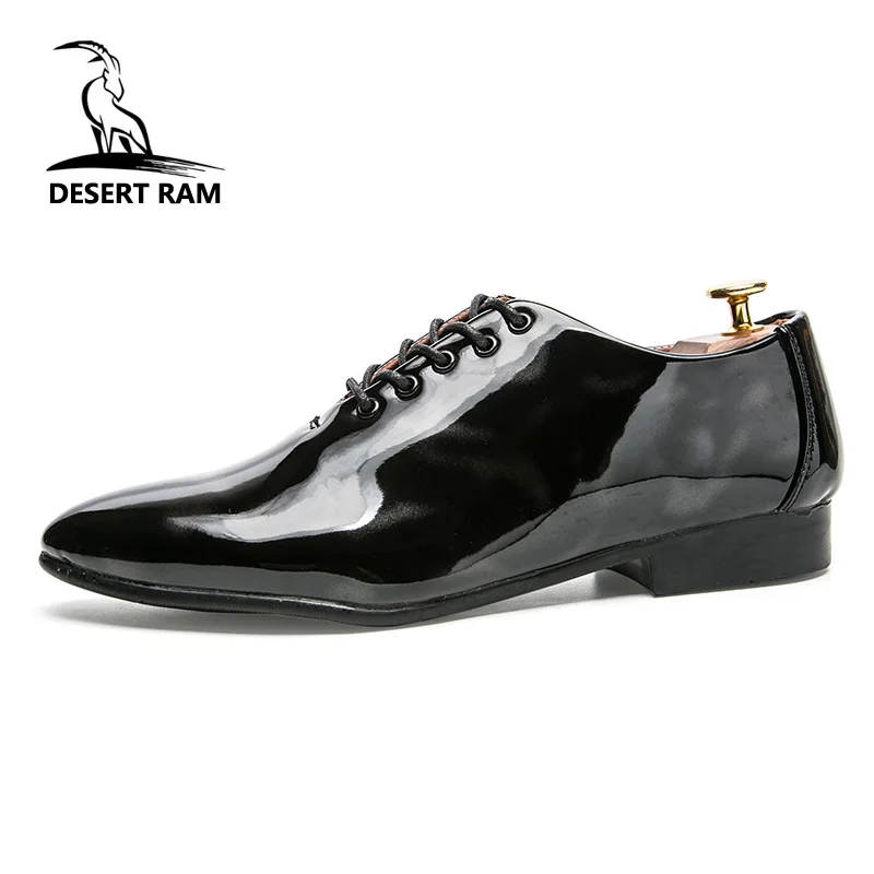 

DESERT RAM Brand 2018 Fashion Shoes Men High Top OxFord Black Casual Trending Party Footwear Leather Dress Breathable Mens Shoe