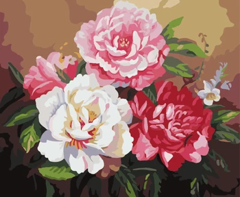 

Flower in Vase DIY Digital Paint Drawing Kit Oil Painting by Number 40*50cm on Canvas Home Decor Wall Poster Gift peony