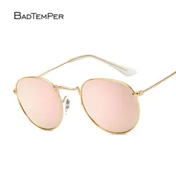 Badtemper винтажные Круглые Солнцезащитные очки для женщин и мужчин брендовая дизайнерская металлическая рамка зеркальные солнцезащитные