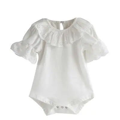 

Pudcoco 0-18M Lace Collar Baby Girls Short Sleeve Romper Jumpsuit One-Pieces Outfits Short Sleeve O-Neck New Hot