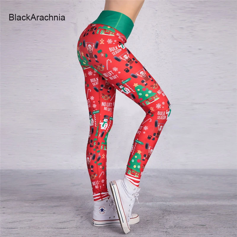 @1 BlackArachnia 13 Цвет Merry Christmas Женщины Спорт Йога Леггинсы Рождество Стиль Брюки Женская Тали ★