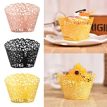 Behogar 100 шт. Модные полые резные Кекс Торт обертки для рождественской вечеринки свадьбы День рождения фестивали карнавал