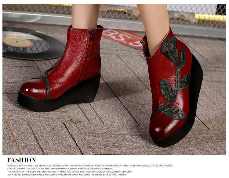 GKTINOO/ботильоны в этническом стиле; обувь из натуральной кожи; винтажная женская обувь для мам; женские ботинки ручной работы в стиле ретро