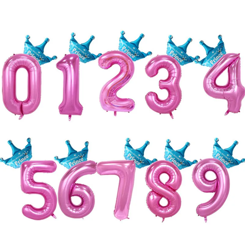40 дюймов, для детей 0, 1 2 3 4 5 6 7 8 9 шара с цифрой принцессы Милые шляпки короны для Детей шар первый день рождения для мальчиков и девочек вечерние детские праздничные шары Декор