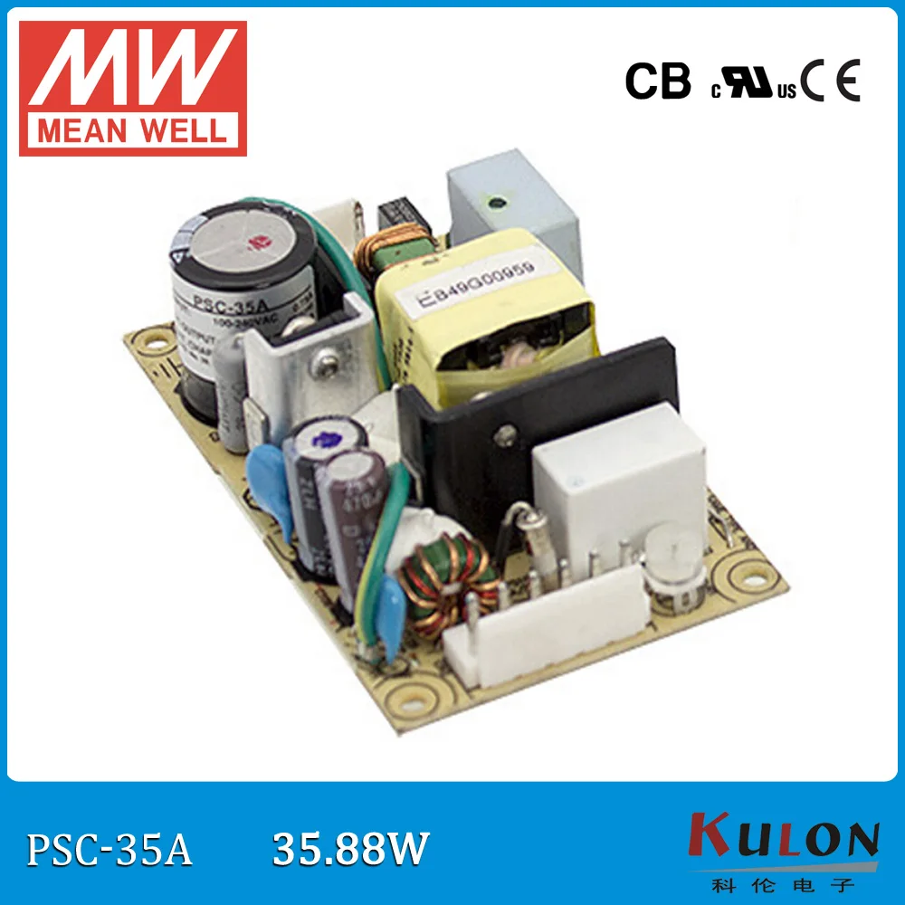 

Original Meanwell PSC-35A 35W single output 12~15V 0~2.6A security power supply PCB type with battery charger(UPS function)