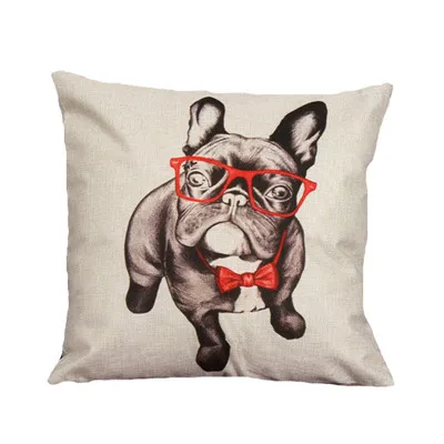 RUBIHOME Frenchie Polyester Cushion Cover  Decorative Pillowcase Bulldog Animal Pattern Design Sofa Home Decor