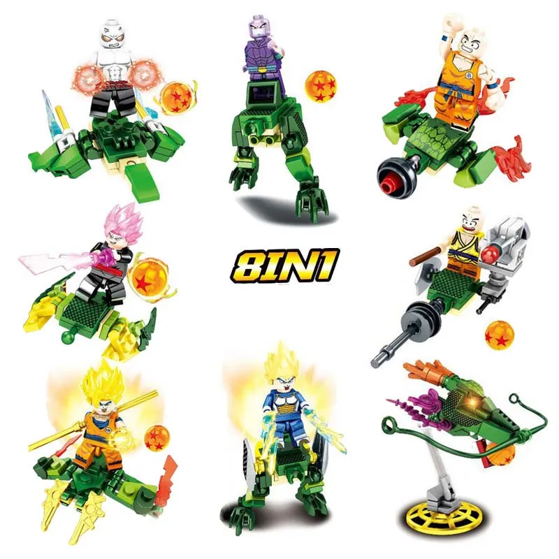 

8pcs Dragon Ball Figures Z Son Goku Vegeta Master Roshi Krillin Building Blocks For Children Gifts compatible legoings