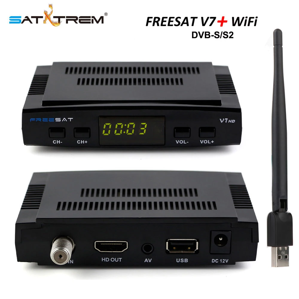 

[Genuine]Freesat V7 HD Satellite Receiver Full 1080P+ 1PC USB WiFi DVB-S2 HD Support Youtube youpron set top box power vu Dolby