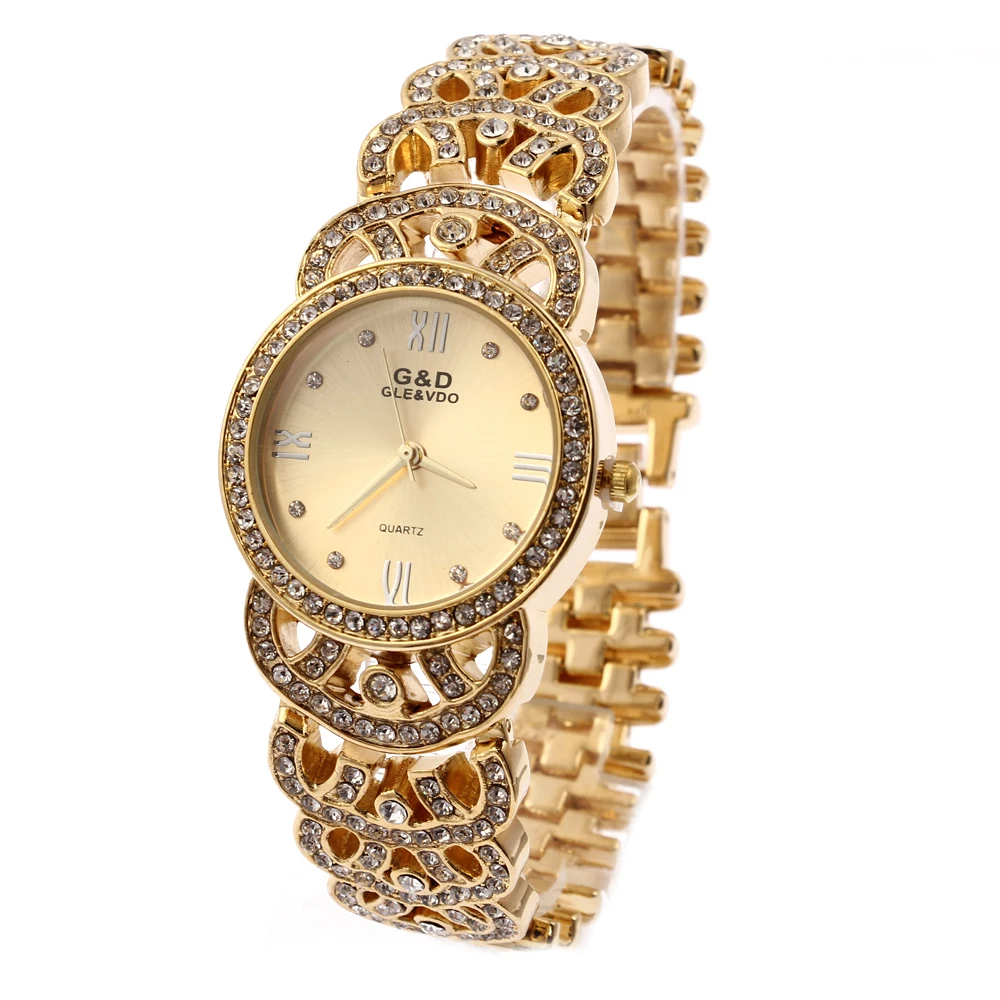 Relogio Feminino G& D Золотые женские кварцевые наручные часы Аналоговые из нержавеющей стали модные женские роскошные часы-браслет Reloj Mujer