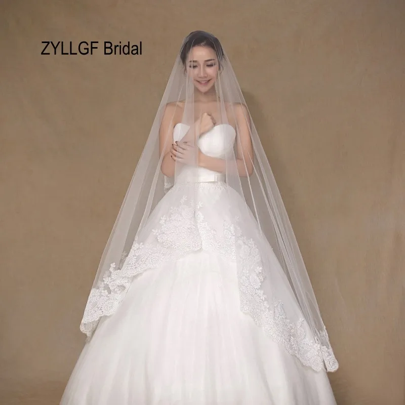 ZYLLGF Bridal Handmade Long Ivory Wedding Veil Bridal Wedding Vintage