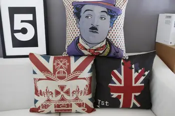 

England Creative Chaplin pillow ,Chaplin cushion ,Linen pillowcase,cushion home decor sofa cushion decorative Pillows