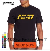 Boutique Men Tops Tees Summer Fashion New AK47 Printed T Shirt Short Sleeve Men AK 47 Rifle Gun Personalized T Shirts 3XL