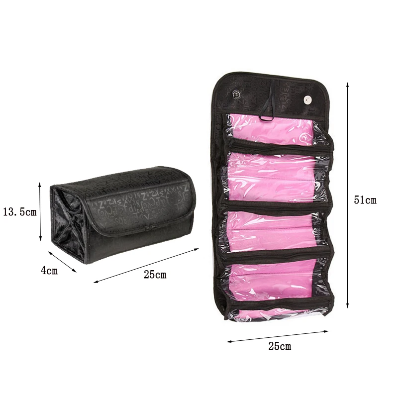 السفر ماجيك أضعاف غلق بمشبك أربعة طبقة التجميل حقيبة مجوهرات المنظم أكياس النساء الرجال كسول الجمال Neceser أدوات الزينة المكياج الحقيبة حالة
