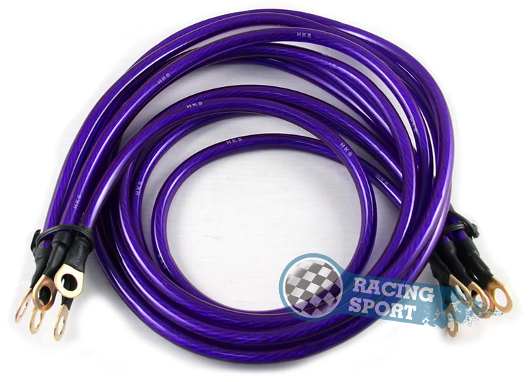 Grounding Cable Wire Kit PURPLE For Universal Car Earth
