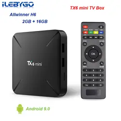 Ilebygo TX6 Мини Android 9,0 Smart ТВ коробке 2 GB 16 GB Allwinner H6 4 ядра 2,4G Wi-Fi USB3.0 HDR 4 K проигрыватель Google мини Декодер каналов кабельного телевидения