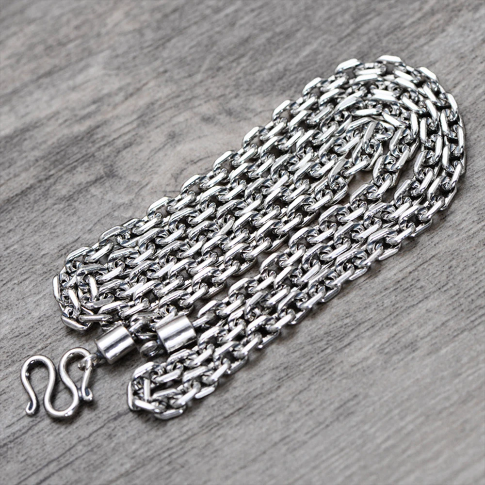 

MetJakt Vintage Thai Silver King Kong Chain Necklace Solid 925 Sterling Silver Link Chain for Men and Women Punk Rock Jewelry