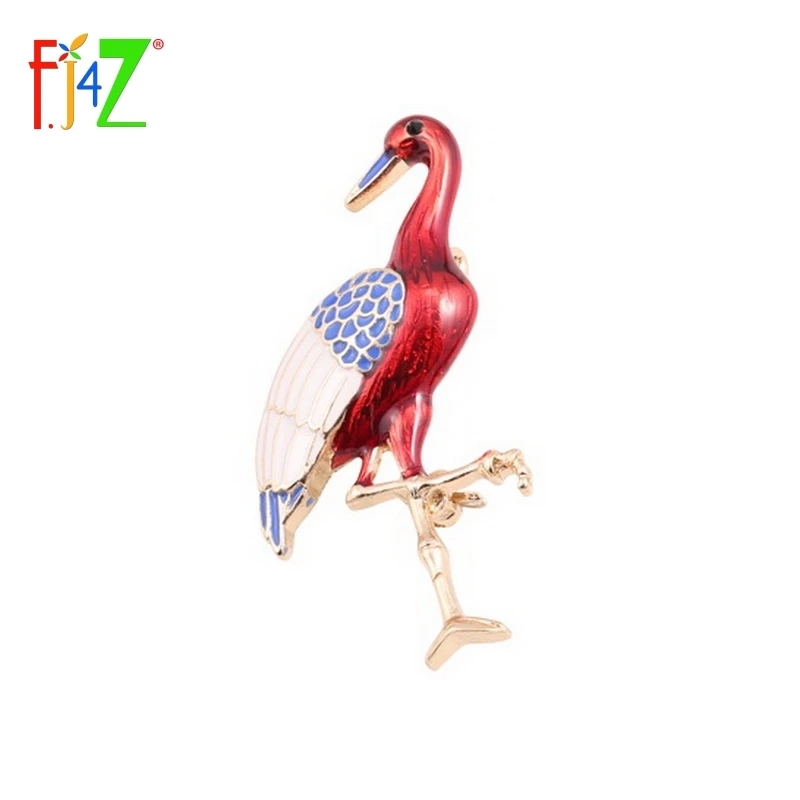 

F.J4Z 2017New arrival appearance Enamel Rhinestone Coat Costume Hundred-character Red-crowned crane brooches pins for women