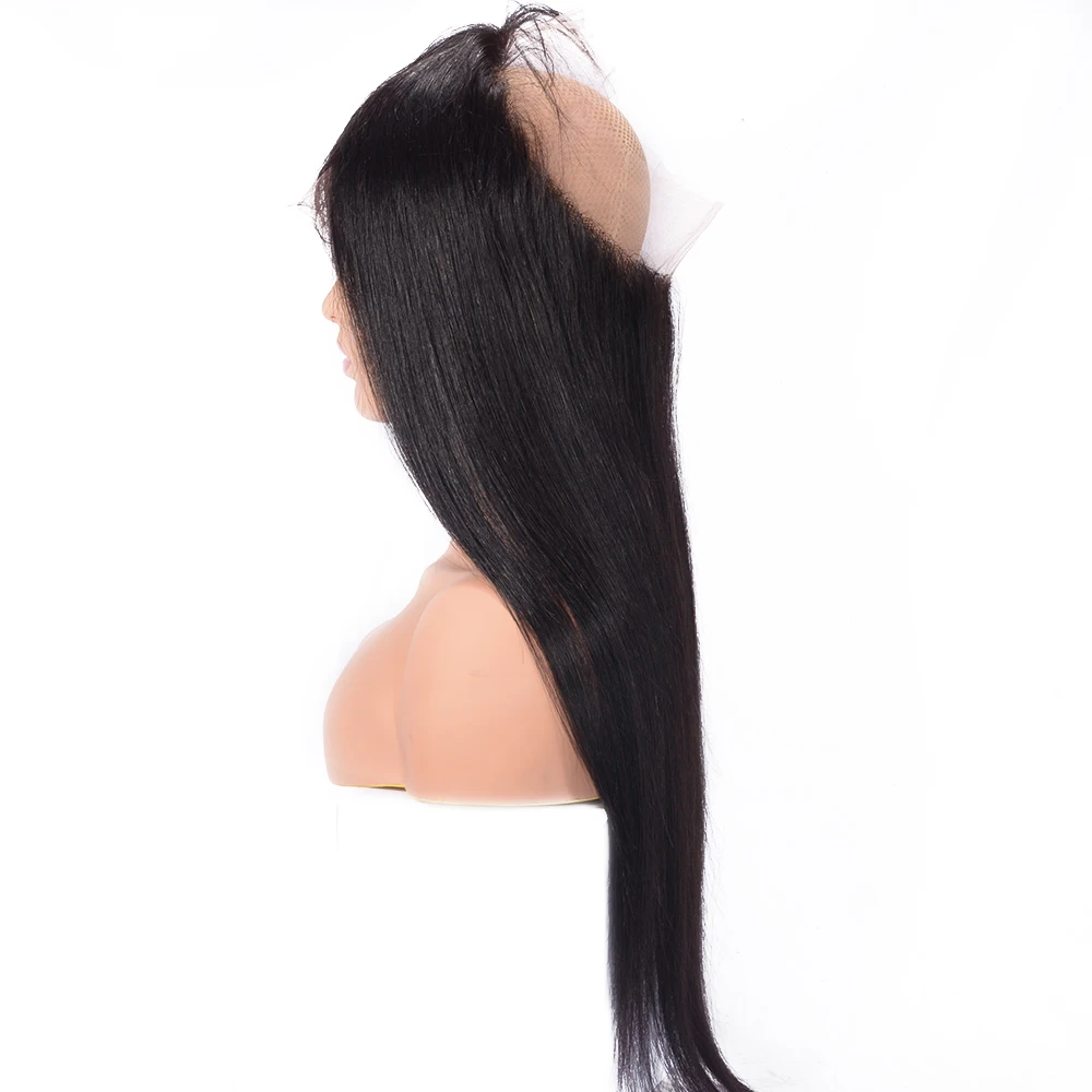 

360 Lace Frontal Closure Pre Plucked Remy Human Hair Brazilian Natural Black Straight 360 Closure with Baby Hair 8-20 Inches