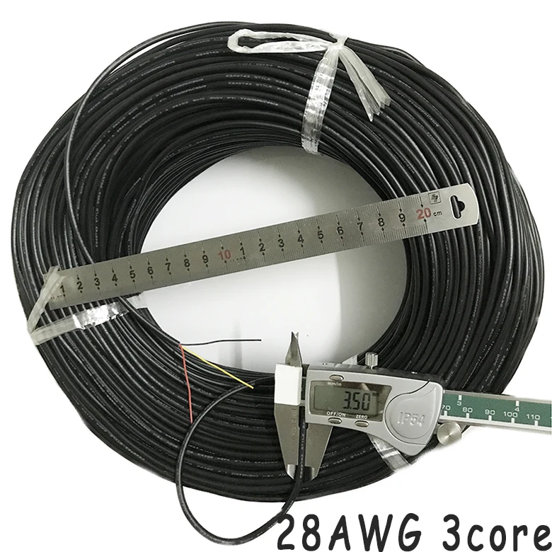 revestido preto, 26AWG, 28 AWG, RVV, 2
