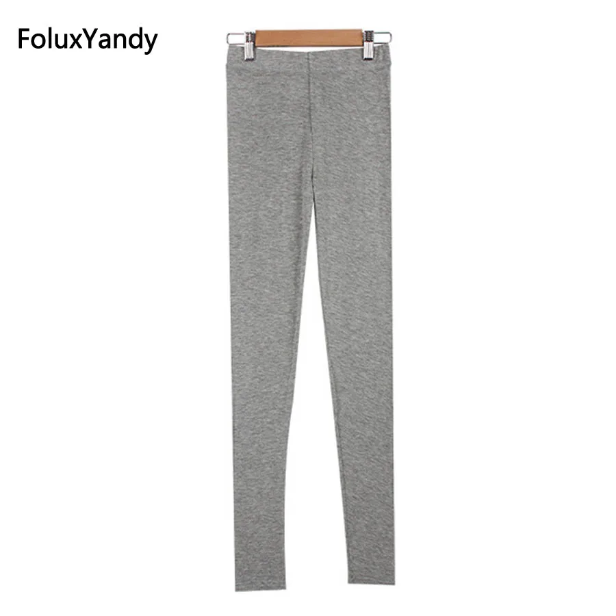 

Thin Slim Skinny Leggings Plus Size 7 8 XL Women Stretched Trousers Cotton High Waist Leggings Black Gray RUHDFS02