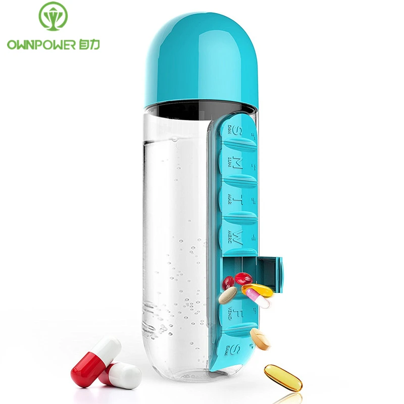 OWNPOWER 600 мл Спортивная пластиковая бутылка для воды, комбинированная Повседневная аптечка, органайзер для питьевой бутылки, Герметичная Бутылка, переносная на открытом воздухе
