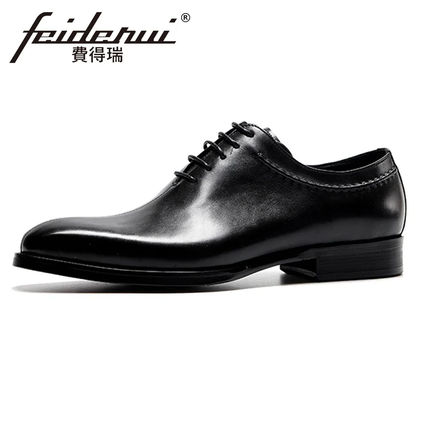 

Luxury Designer Genuine Leather Men's Wedding Oxfords Italian Pointed Toe Man Formal Dress Quarter Brogue Party Shoes HMS91