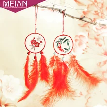 MEIAN אירופה DIY רקמת לוכד חלומות סט עם חישוק רקמה ערכת נוצת צלב תפר אמנויות מלאכות תפירת דקור ללא דבק(China)