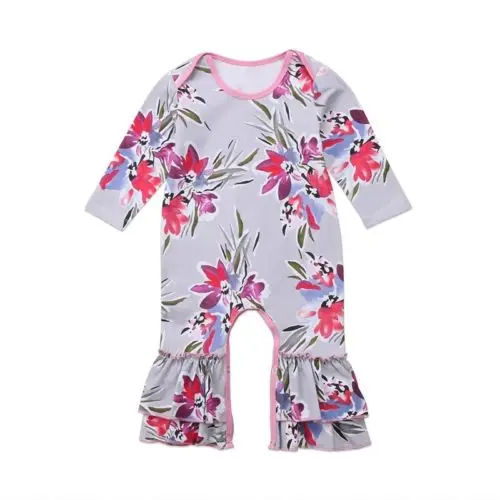 Newborn Girls Floral Romper Bodygrows Jumpsuit Baby Long Sleeve Outfits Playsuit