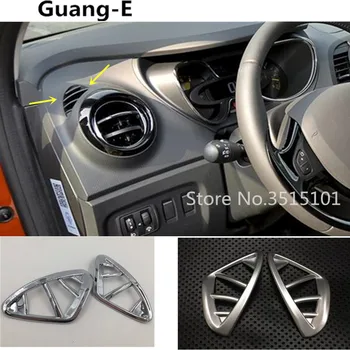 

Car Styling Cover Garnish Detector Trim ABS Chrome Front Air Condition Outlet Vent 2pcs For Renault Captur 2015 2016 2017