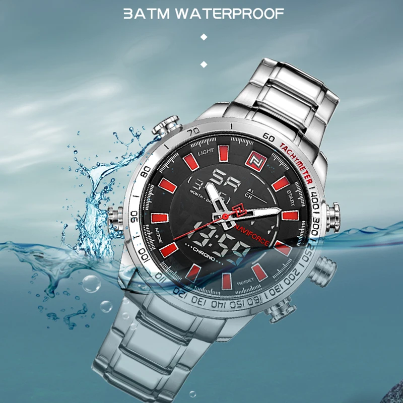 Часы NAVIFORCE мужские армейские модные спортивные со стальным ремешком