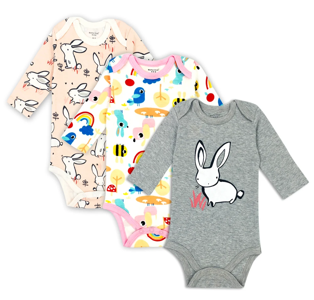 3pieces lot Autumn 100 Cotton font b Baby b font Bodysuit Newborn Cotton Body font b